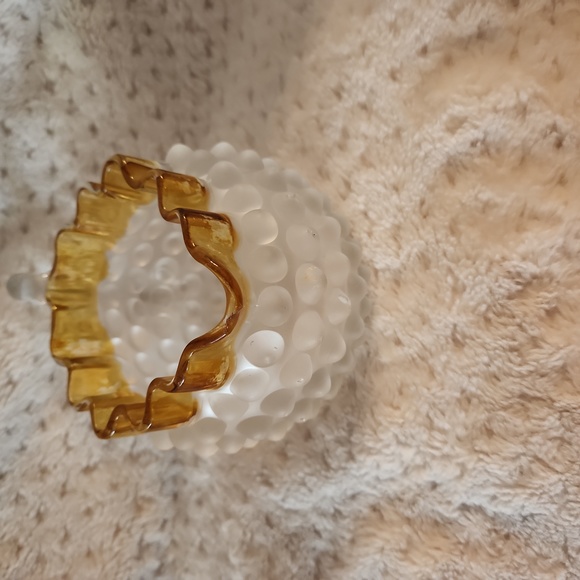 Vintage Hobbs, Brockunier & Co #323 Hobknail Frosted Glass Creamer Marigold Trim - Picture 4 of 5